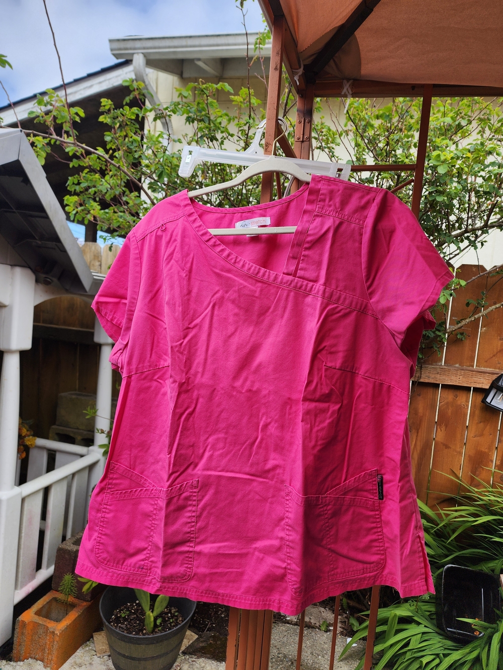 koi Women's Hot Pink V-Neck Scrub Top